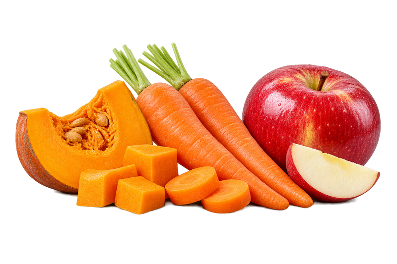 Pumpkin, Carrot & Red Apple